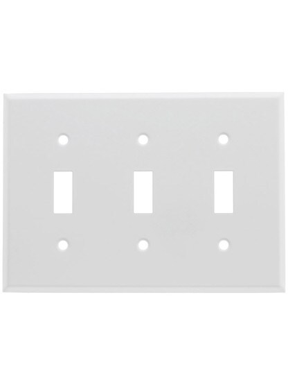 Classic Triple Toggle Switch Plate In White Enamel.